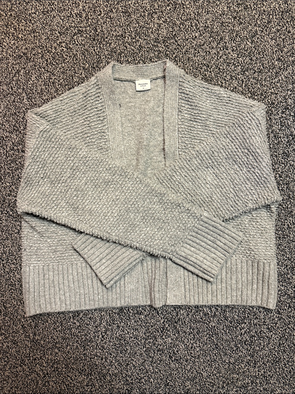 Abercrombie & Fitch Heather Gray Textured Open Cardigan